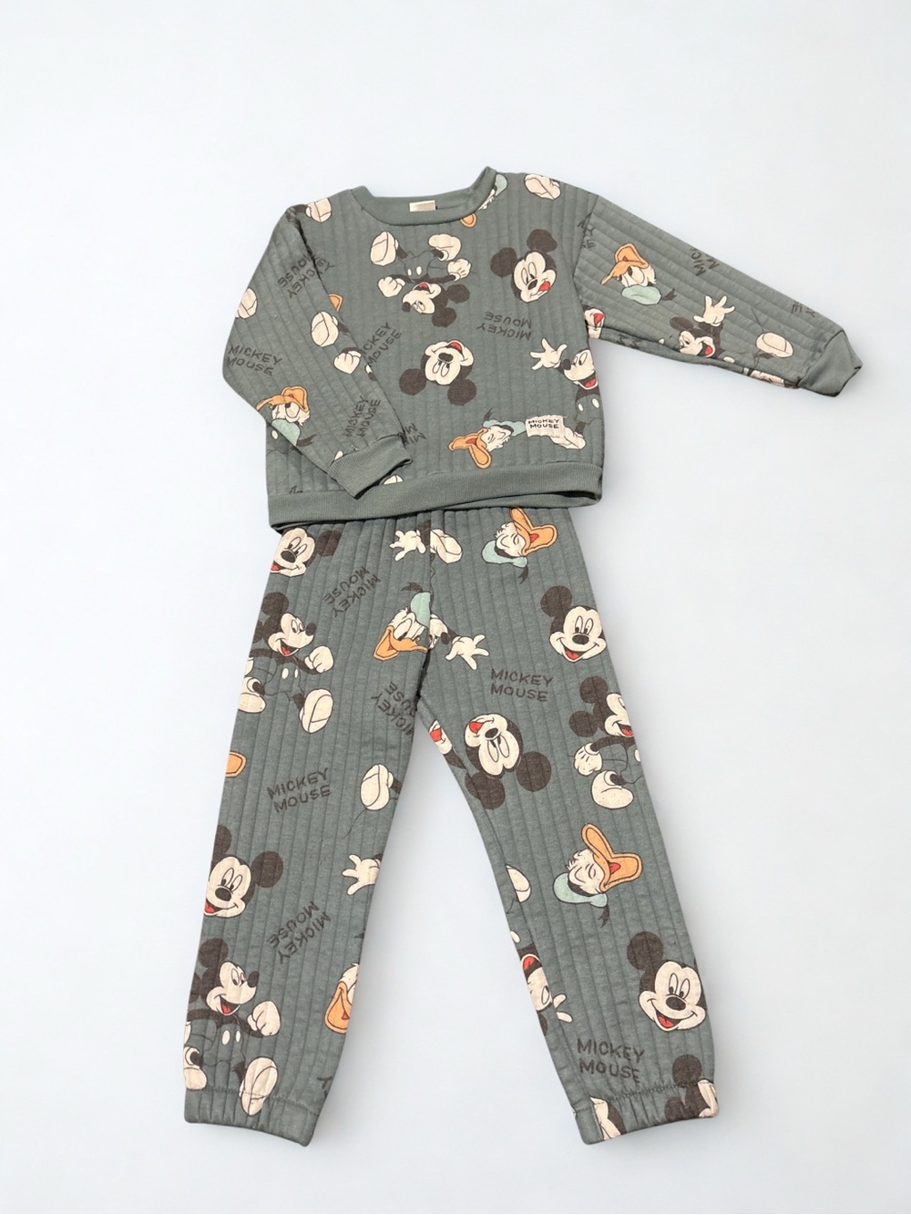 Kids Vintage Green Mickey Mouse Quilted Set